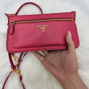 Prada  Pink Saffiano Crossbody Bag